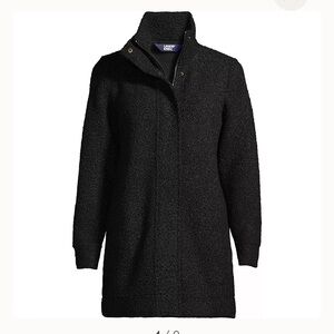 Lands' End Women's Black Boucle Fleece Coat